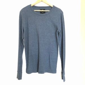 Blue Crew Neck Long Sleeve Thermal Pullover Shirt